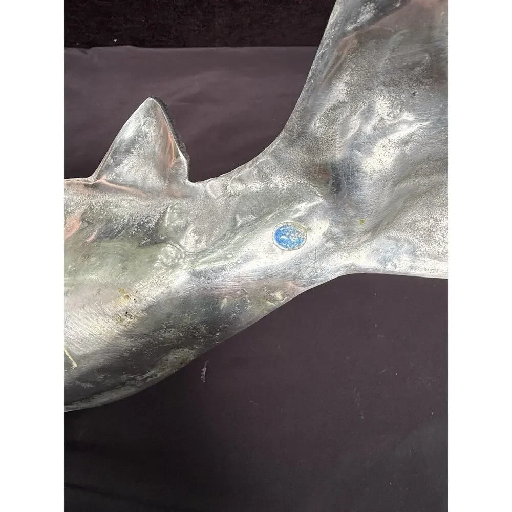 Vintage Cast Aluminum Silver Rainbow Trout Fish Shaped Serving Bowl Platter 21